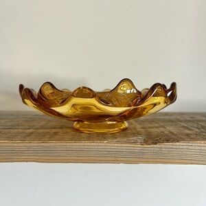 Viking Glass Amber MCM candy dish